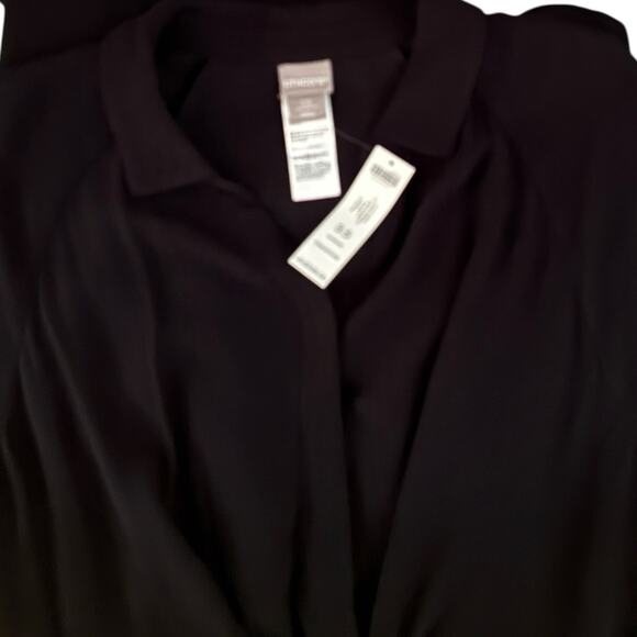 Chico's Dress NWT Womens Size 3.5 (18) $109 Textured Tie Waist Black Pockets - Picture 4 of 9